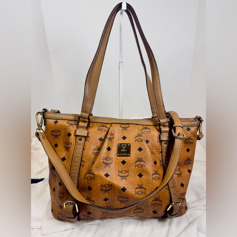 MCM signature Cognac monogram shoulder bag